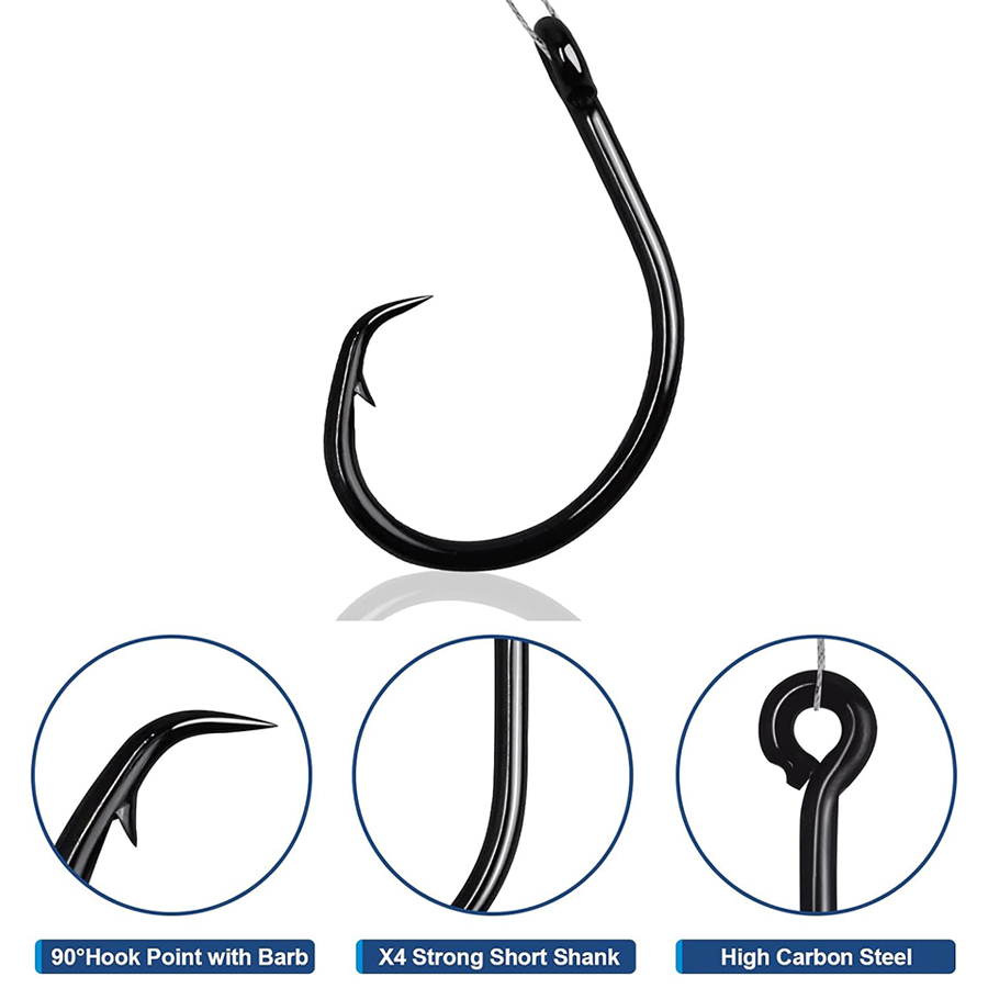 サークルフック 3倍強化 海水対応 インライン釣り針 ブラッ - Fishing Hook Assortment のレビューと価格