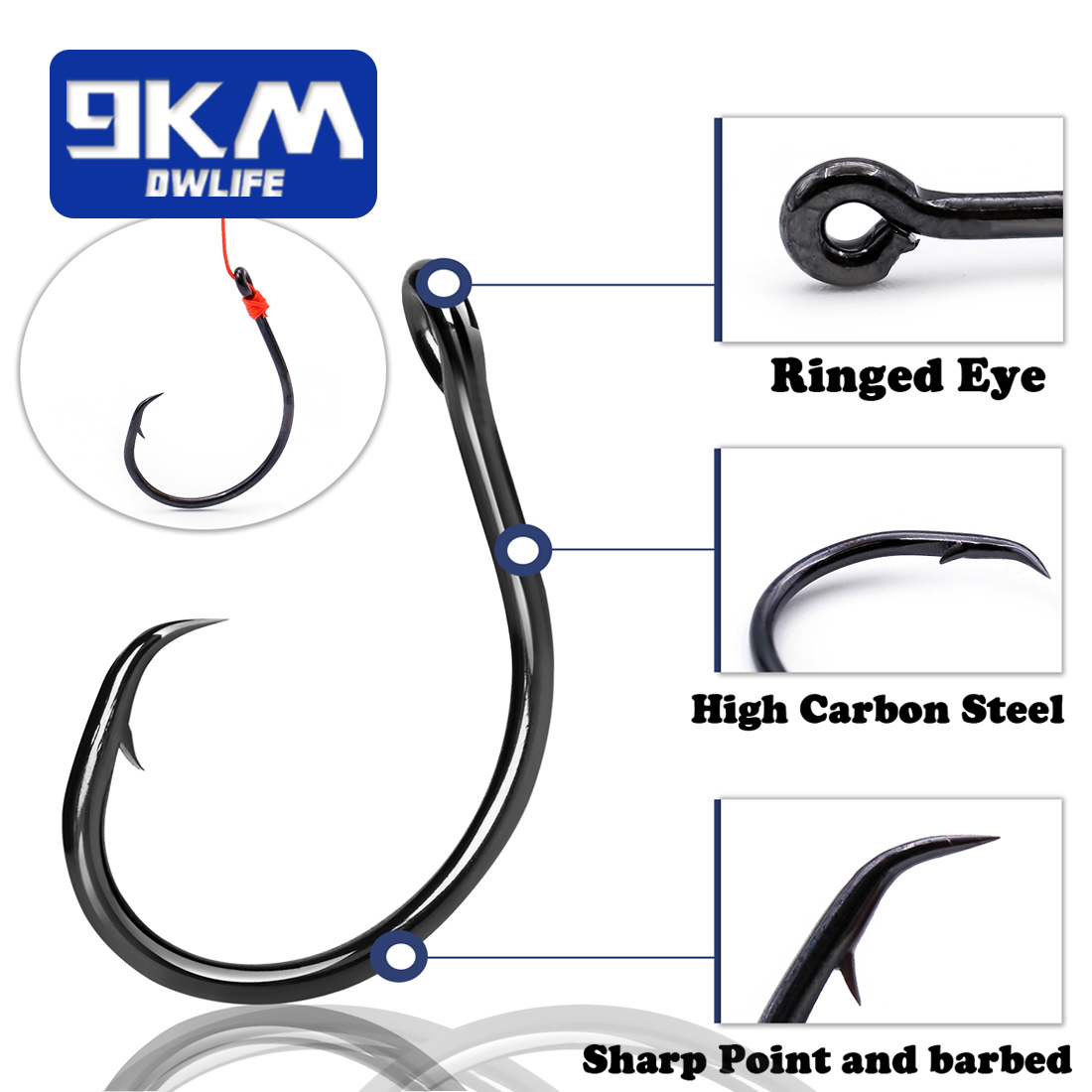 9KM 25-50個入り インラインワイドギャップサークルフ - Fishing Hook Offset のレビューと価格